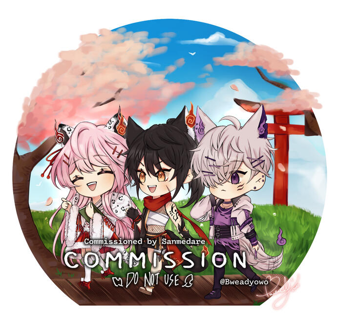 Itsuka, Kouga and Cain from Sanmedare